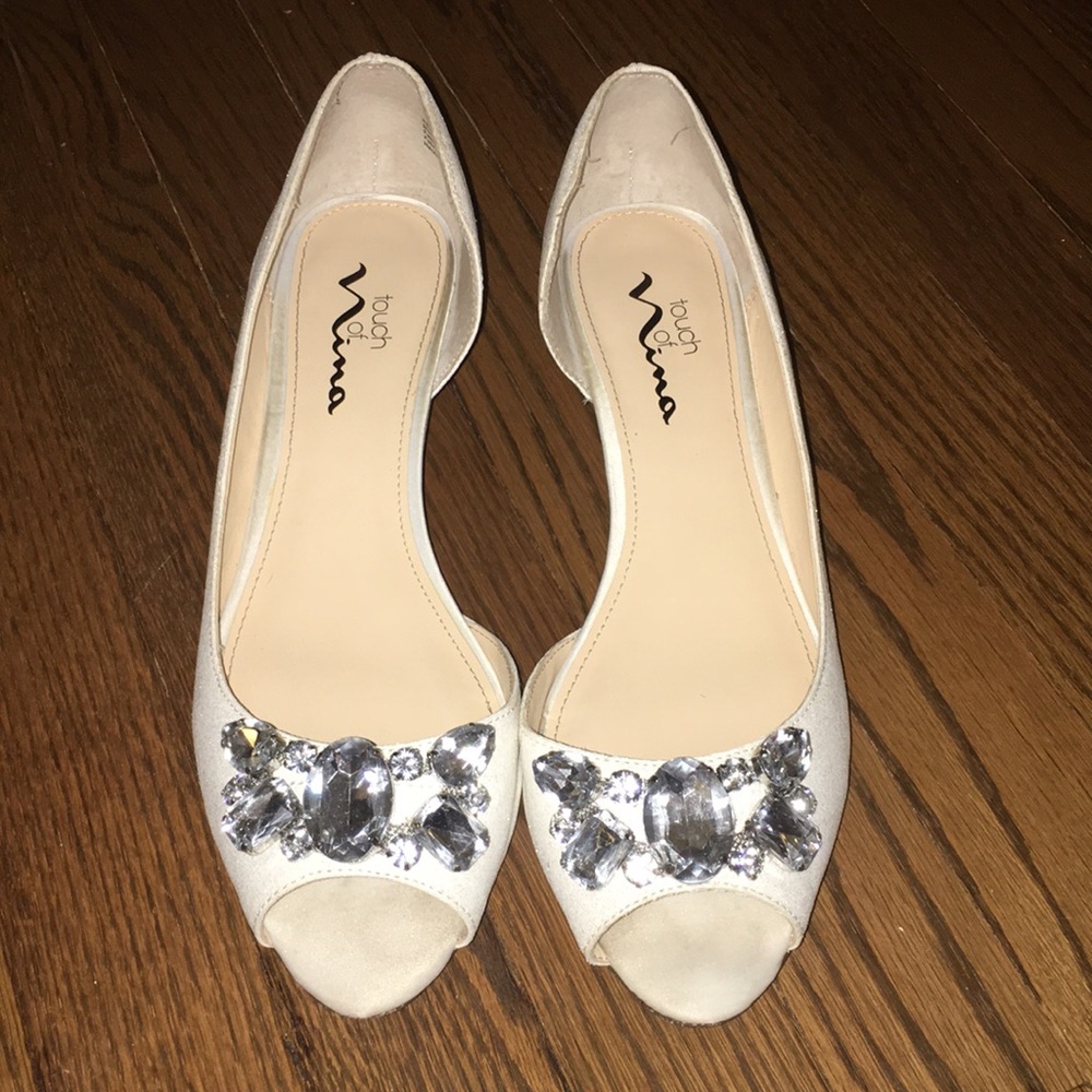 Touch of Nina Crystal Peep Toe Wedding Shoes